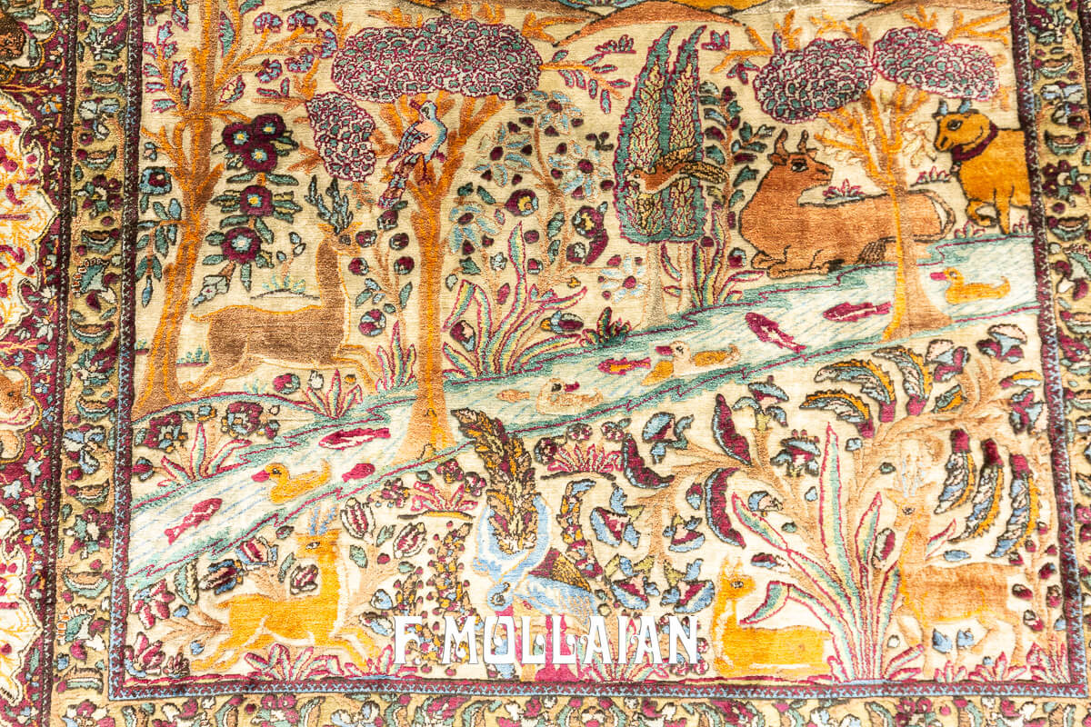 Kashan Mohtasham Pictorial Souf Silk Rug n°:549447